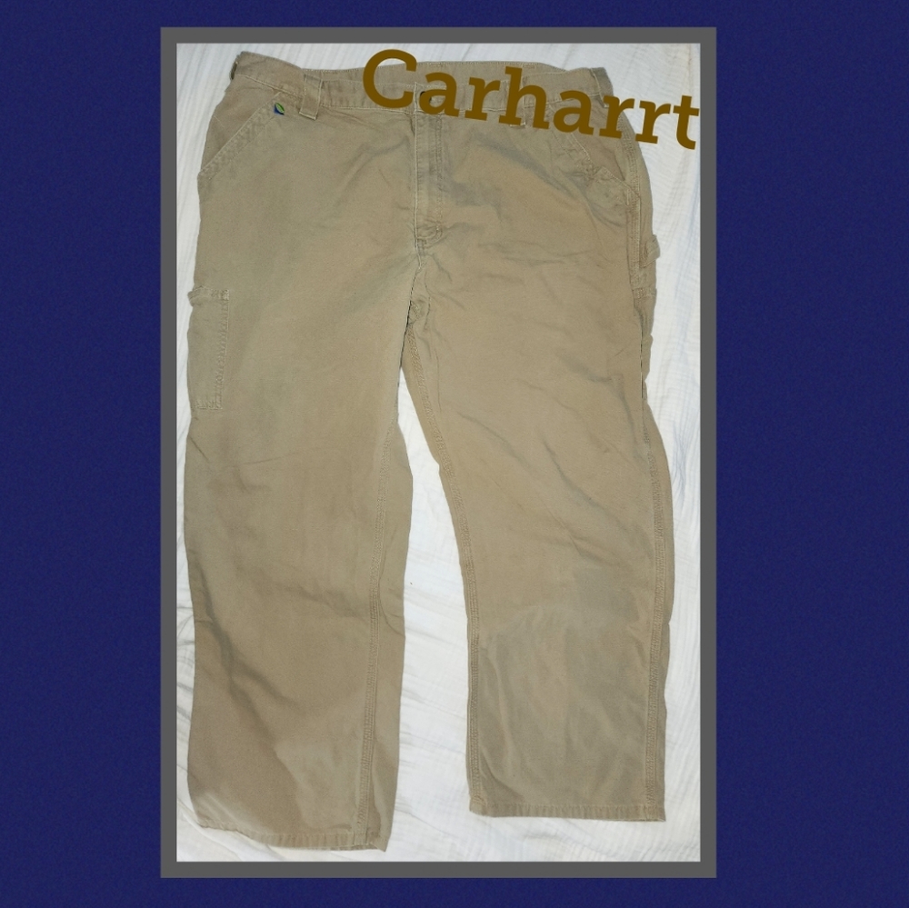 Mens Carhartt Canvas work pants, Tan Size 42x30